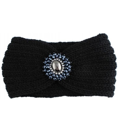 Cold Weather Headbands Retro Bohemian Beads Cable Knitted Winter Turban Ear Warmer Headband - Black - C7189N4UXQ2 $17.90