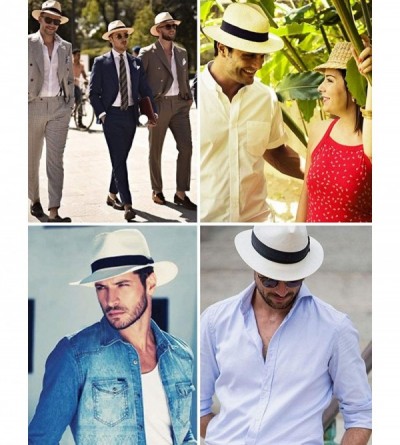 Sun Hats Womens Straw Panama Hat- Wide Brim Beach Sun Hats Summer Foldable Travel Sunhat UPF50 - 1-a-beige-sz - CL18QMU0IEO $...