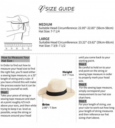 Sun Hats Womens Straw Panama Hat- Wide Brim Beach Sun Hats Summer Foldable Travel Sunhat UPF50 - 1-a-beige-sz - CL18QMU0IEO $...