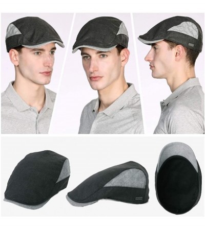 Newsboy Caps Mens Newsboy Flat Cap Vintage Gatsby Summer Driving Hunting Hat Adjustable 57-60CM - Dark Grey_00716 - C418RS9AY...
