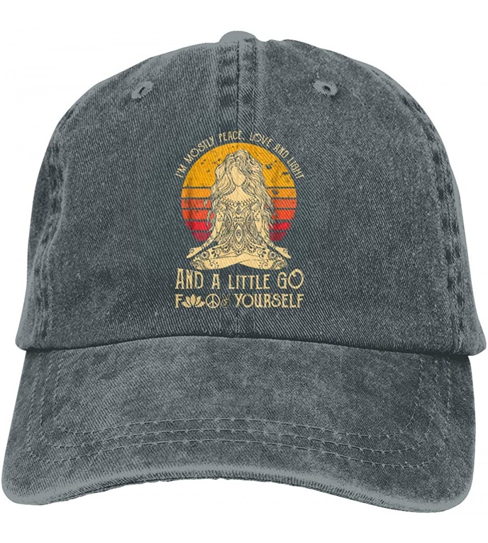 Baseball Caps I'm Mostly Peace Love and Light and A Little Go Yoga Classic Vintage Denim Caps - Deep Heather - C818X33Y2NS $1...