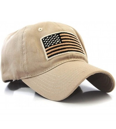 Baseball Caps US Flag Patch Tactical Style Cotton Trucker Baseball Cap Hat Army Green - Khaki - C112HJWGBSD $13.47