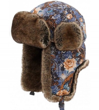 Bomber Hats Knitted Russian Women Winter Aviator Trapper Hat with Faux Fur Lining Hat - Color K - CQ18XNONGDL $45.23