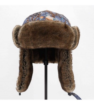 Bomber Hats Knitted Russian Women Winter Aviator Trapper Hat with Faux Fur Lining Hat - Color K - CQ18XNONGDL $21.11