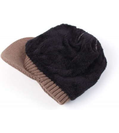 Skullies & Beanies Men's Winter Hat Outdoor Newsboy Hat Warm Thick Lambswool Knit Beanie Cap - Khaki1 - C318A876S75 $24.62