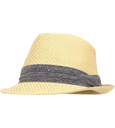 Fedoras Men's Panama Fedora Summer Straw Hat - Beige - CC18QRXYTWM $10.33