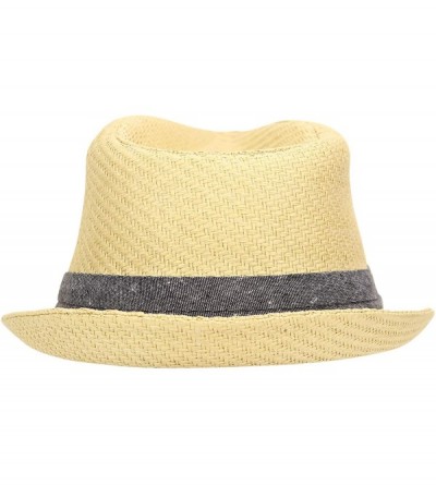 Fedoras Men's Panama Fedora Summer Straw Hat - Beige - CC18QRXYTWM $10.33
