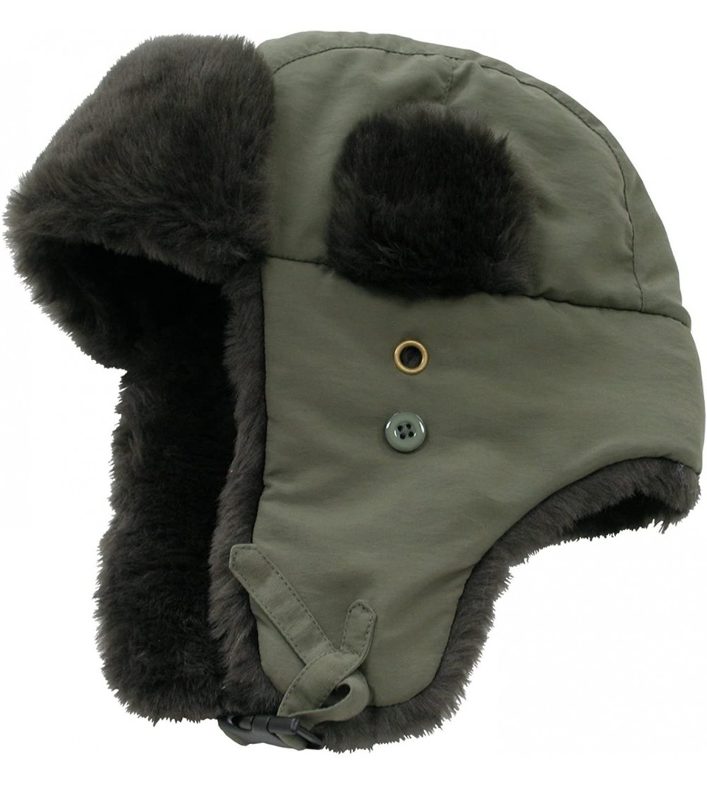 Skullies & Beanies Faux Fur Trooper Aviator Style Winter Hat - Olive Green - CY110H0BUWR $15.54