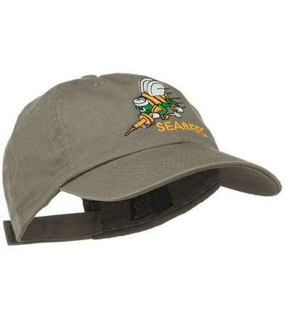Baseball Caps Navy Seabees Symbol Embroidered Low Profile Washed Cap - Olive - CM11NY3814J $44.85