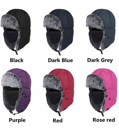 Bomber Hats Winter Warm Trapper Hat with Windproof Mask Winter Ear Flap Hat for Men Women - Red - CQ18M5QCHM8 $19.36