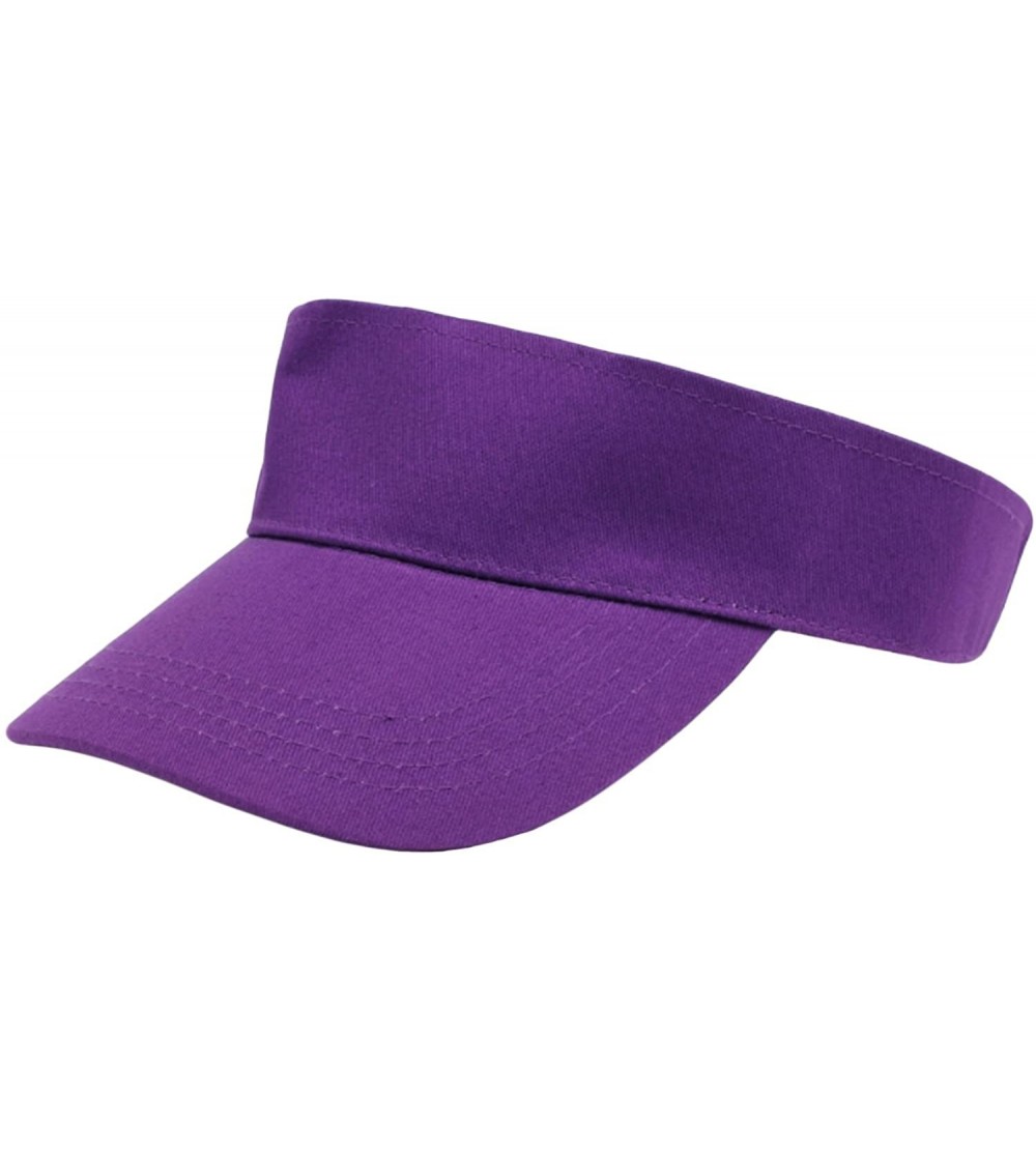 Visors Womens Mens Solid Colour Cotton Fashion Sports Hat Ajustable Sun Visors - Purple - C2185N8G6XT $9.50