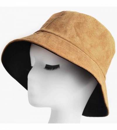 Bucket Hats Reversible Bucket Hats for Women- Trendy Cotton Twill Canvas Leather Sun Fishing Hat Fashion Cap Packable - CZ196...