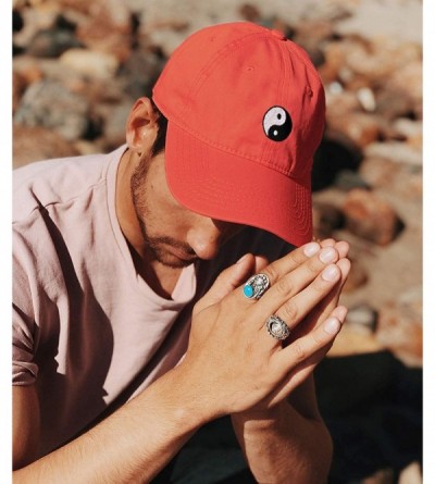 Baseball Caps Mens Embroidered Adjustable Dad Hat - Yin Yang Embroidered (Coral) - CT199OHN2CX $26.87