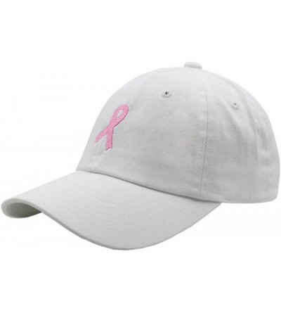 Baseball Caps Pink Ribbon Dad Hat - White - C5188QQDY69 $23.63