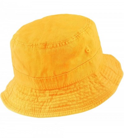 Bucket Hats 100% Cotton Canvas & Pigment Dyed Packable Summer Travel Bucket Hat - 2. Pigment - Gold - C9196ELSKAQ $20.20