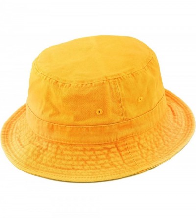 Bucket Hats 100% Cotton Canvas & Pigment Dyed Packable Summer Travel Bucket Hat - 2. Pigment - Gold - C9196ELSKAQ $20.20