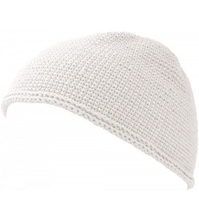Skullies & Beanies Kufi Hat Mens Beanie - Cap for Men Cotton Hand Made 2 Sizes by Casualbox - White - CV116HUIV3R $15.05