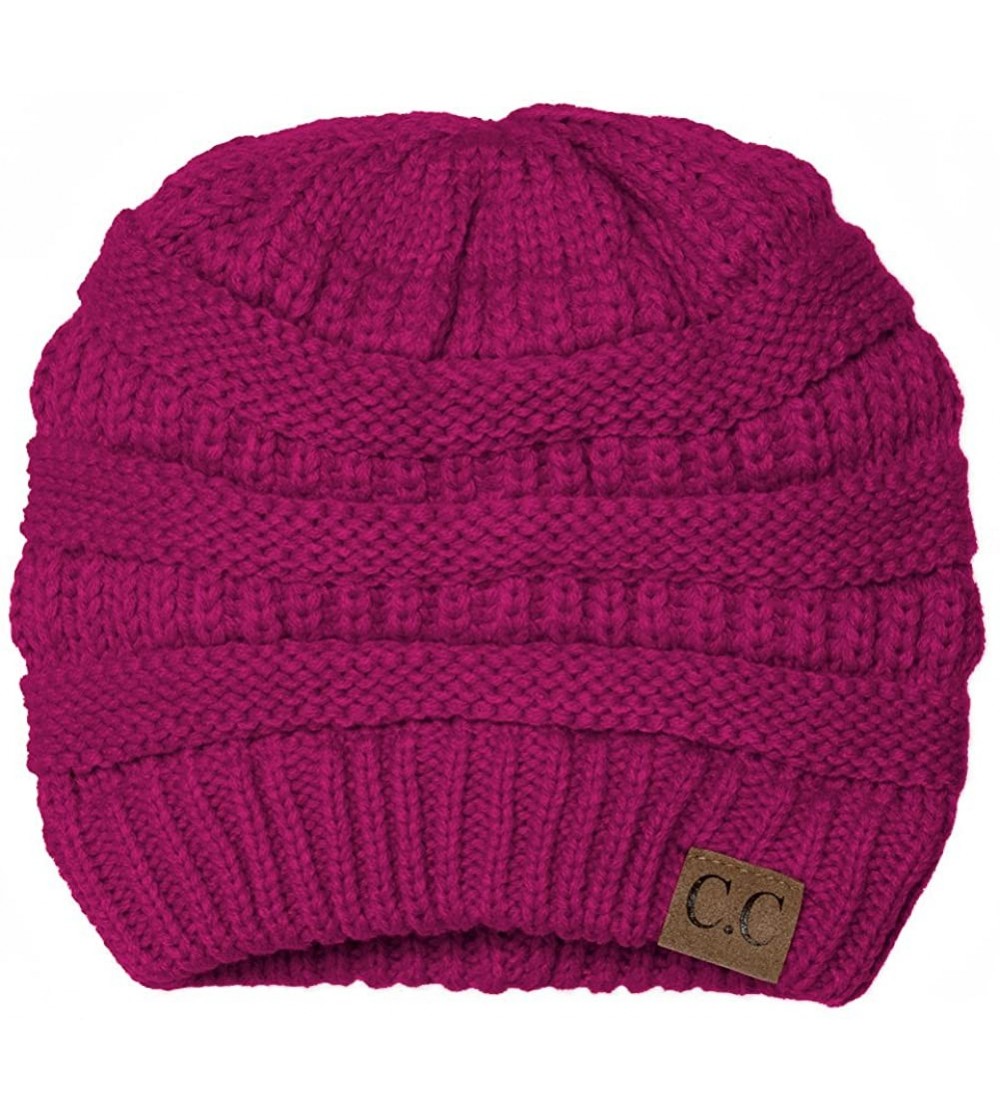 Skullies & Beanies Thick Knit Soft Stretch Beanie Cap- Hot Pink - C311PEGP5ON $19.62