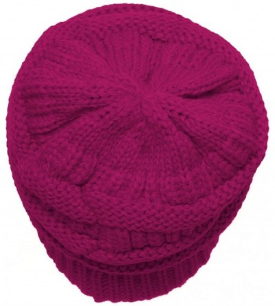 Skullies & Beanies Thick Knit Soft Stretch Beanie Cap- Hot Pink - C311PEGP5ON $19.62