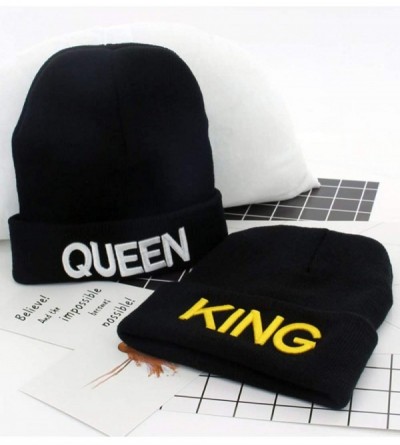 Skullies & Beanies Couple Beanie Skull Cap King Queen Knit Hat for Men & Women - Q1 - CK18KG32U75 $5.94