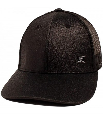 Baseball Caps Women's Offset Logo Glitter Messy Bun Snapback Cap - Black Glitter - C318NR78538 $61.83
