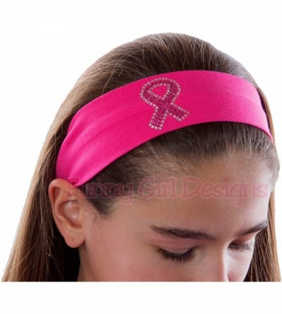 Headbands Rhinestone Breast Cancer Awareness Ribbon Stretch Headband - White - CP11NW8OCFD $12.06