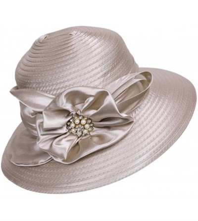 Sun Hats Lady Church Kentucky Derby Sun Hat Wedding Tea Party Dress Bowler Hat - C-apricot - C7194KURY5C $23.87
