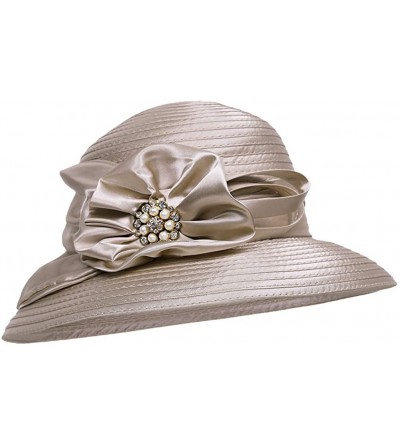 Sun Hats Lady Church Kentucky Derby Sun Hat Wedding Tea Party Dress Bowler Hat - C-apricot - C7194KURY5C $23.87