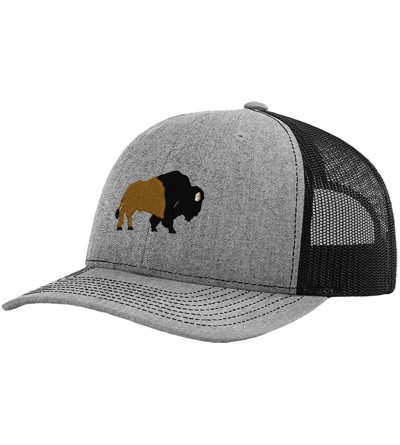Baseball Caps Wildlife Buffalo Embroidery Design Richardson Structured Front Mesh Back Cap Heather Gray/Black - CP18790L0UZ $...