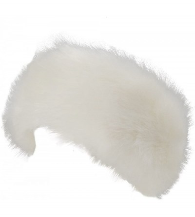 Cold Weather Headbands Women's Faux Fur Headband Winter Russian Ski Earwarmer with Fleece Lining - White - CW12NE3O004 $27.50