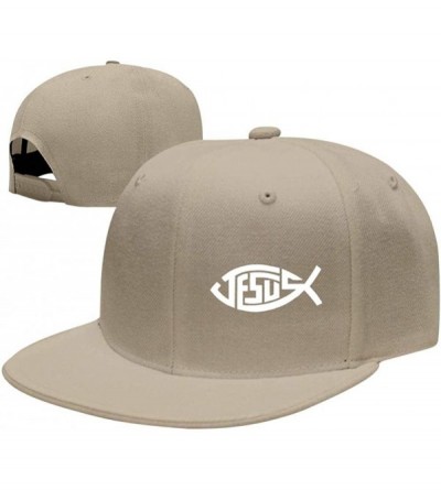 Baseball Caps Jesus Christian Fish Unisex Snapback Adjustable Flat Bill Baseball Cap Hip Hop Hats Dad Hat - Natural - C918Q82...