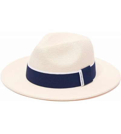 Fedoras Pineapple&Star Sun Straw Fedora Beach Hat Fine Braid UPF50+ for Both Women Men - Ivory_2020bw - CM197497LGA $33.54