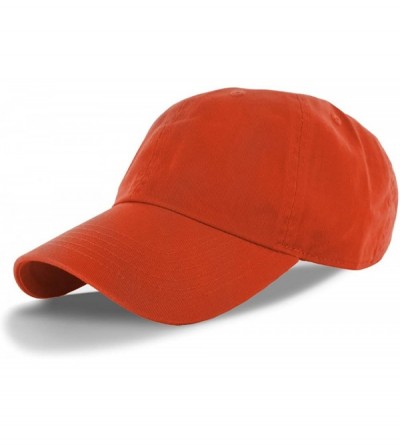 Baseball Caps Plain 100% Cotton Adjustable Baseball Cap - Orange - C411SEDEWVF $11.73