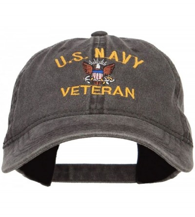 Baseball Caps US Navy Veteran Military Embroidered Washed Cap - Black - C617YNYZ7ZU $30.46