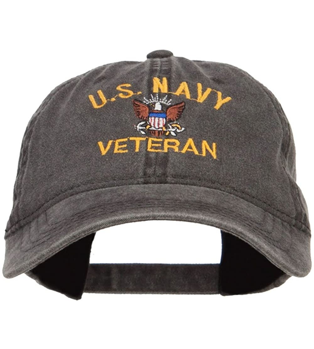 Baseball Caps US Navy Veteran Military Embroidered Washed Cap - Black - C617YNYZ7ZU $30.46