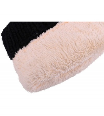 Skullies & Beanies Boys Girls Kids Knit Beanie with Pompom Toddlers Winter Hat Cap - Black/Grey With Fleece - C01853D3YYD $19.77