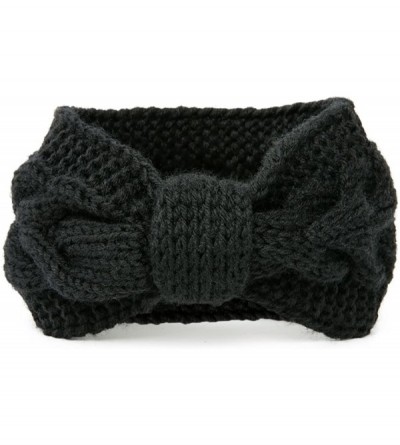 Cold Weather Headbands Women's Chunky Cable Knitted Turban Headband Ear Warmer Head Wrap - 1 Black - CN12B1O92QN $21.04