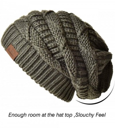 Skullies & Beanies Knit Beanie Hat for Women Oversize Chunky Winter Slouchy Beanie Hats Ski Cap - Dark Grey/White - CX18ADT5Z...