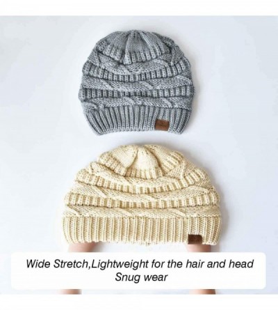 Skullies & Beanies Knit Beanie Hat for Women Oversize Chunky Winter Slouchy Beanie Hats Ski Cap - Dark Grey/White - CX18ADT5Z...