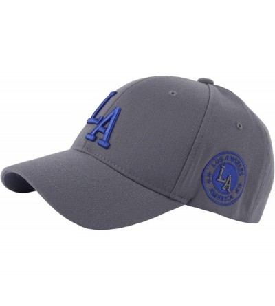 Baseball Caps New LA Embroidery Los Angeles Patch Major Ball Cap Baseball Hat Truckers - Gray - CS18360MEUW $41.38