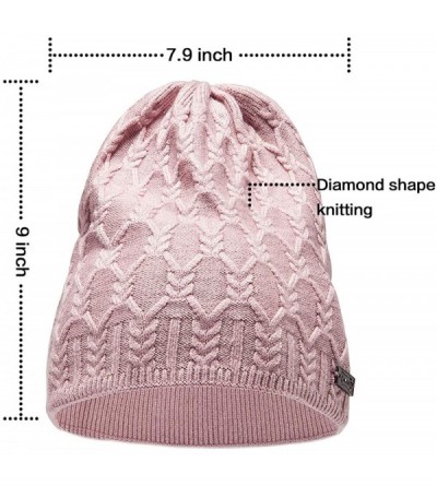 Skullies & Beanies Beanie for Small Head Adult or Teenagers Cable Knit Beanie Winter Hats for Women Skull Caps - Pink-diamond...