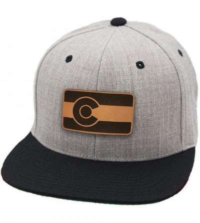 Baseball Caps 'The Colorado' Leather Patch Hat Snapback - Heather Grey/Black - CG18IGQ8GQQ $58.23