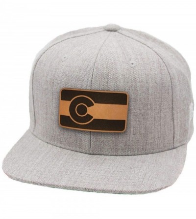 Baseball Caps 'The Colorado' Leather Patch Hat Snapback - Heather Grey/Black - CG18IGQ8GQQ $47.23