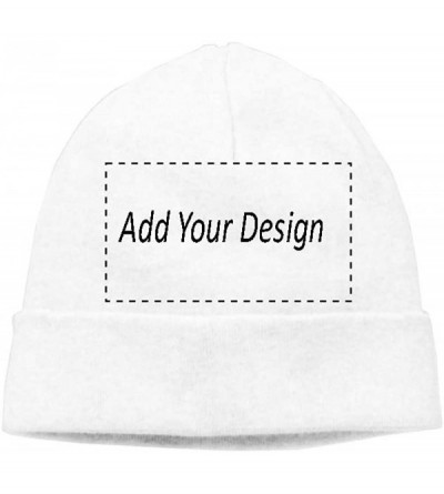 Skullies & Beanies Custom Hat Wool Cuffed Plain Beanie Warm Winter Knit Hats Skull Cap DIY Hat - White-2 - CP18LXWIYUT $15.50