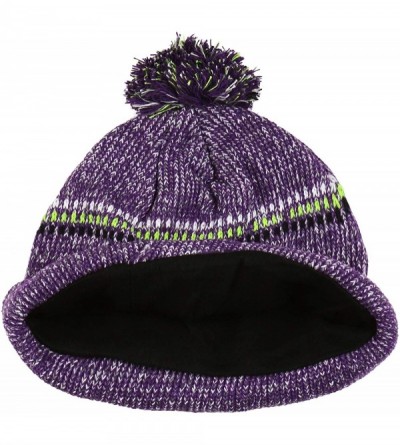 Skullies & Beanies Unisex Pack of 6 Acrylic Assorted Knit Beanie & Visor Hats - (6-pack) bright Pompom - CG18L64SA3U $9.50