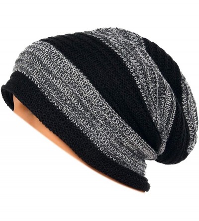 Skullies & Beanies Unisex Adult Winter Warm Slouch Beanie Long Baggy Skull Cap Stretchy Knit Hat Oversized - Grey - CF12OB9XV...