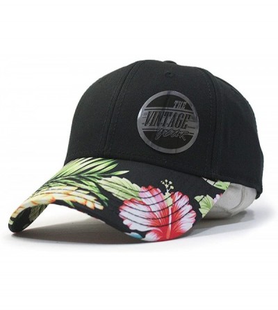 Baseball Caps Premium Floral Hawaiian Cotton Twill Adjustable Snapback Hats Baseball Caps - Hawaiian/Black/Black - C2124KPG33...