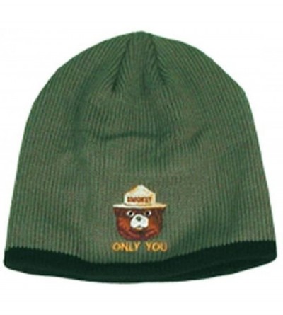 Skullies & Beanies Smokey The Bear Prevent Forest Fires Knit Winter Beanie Hat Cap - Green - CZ119DWVVC9 $40.55
