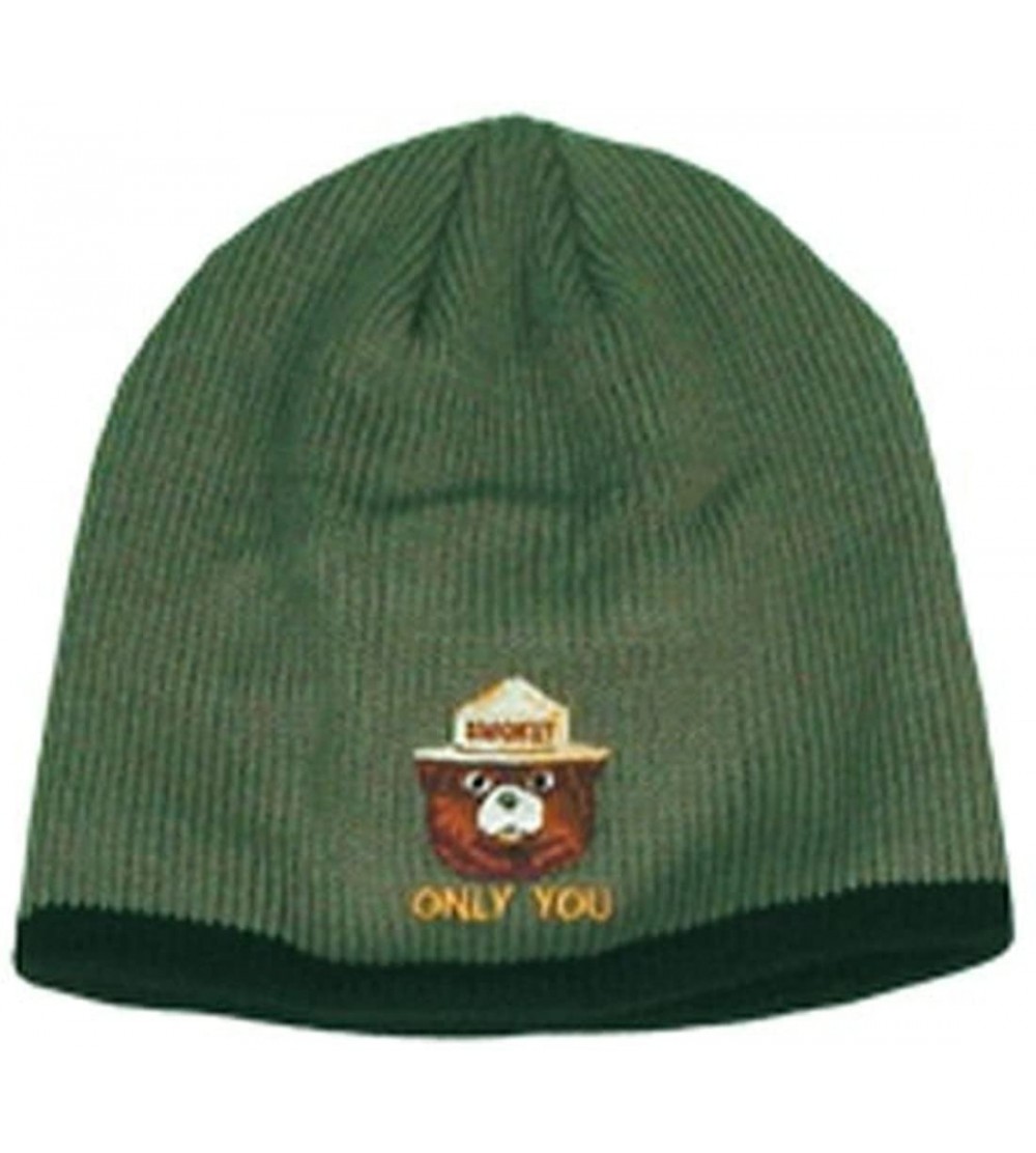 Skullies & Beanies Smokey The Bear Prevent Forest Fires Knit Winter Beanie Hat Cap - Green - CZ119DWVVC9 $21.09