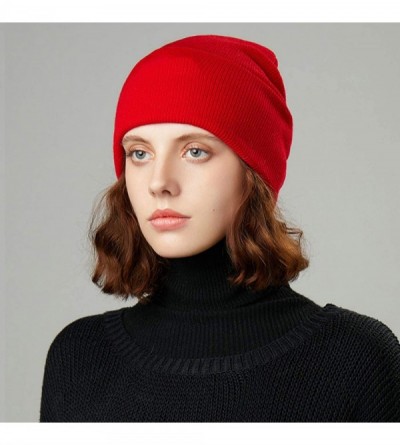 Skullies & Beanies 50% Wool Short Knit Fisherman Beanie for Men Women Winter Cuffed Hats - 5-red - C518Z3464H7 $7.25